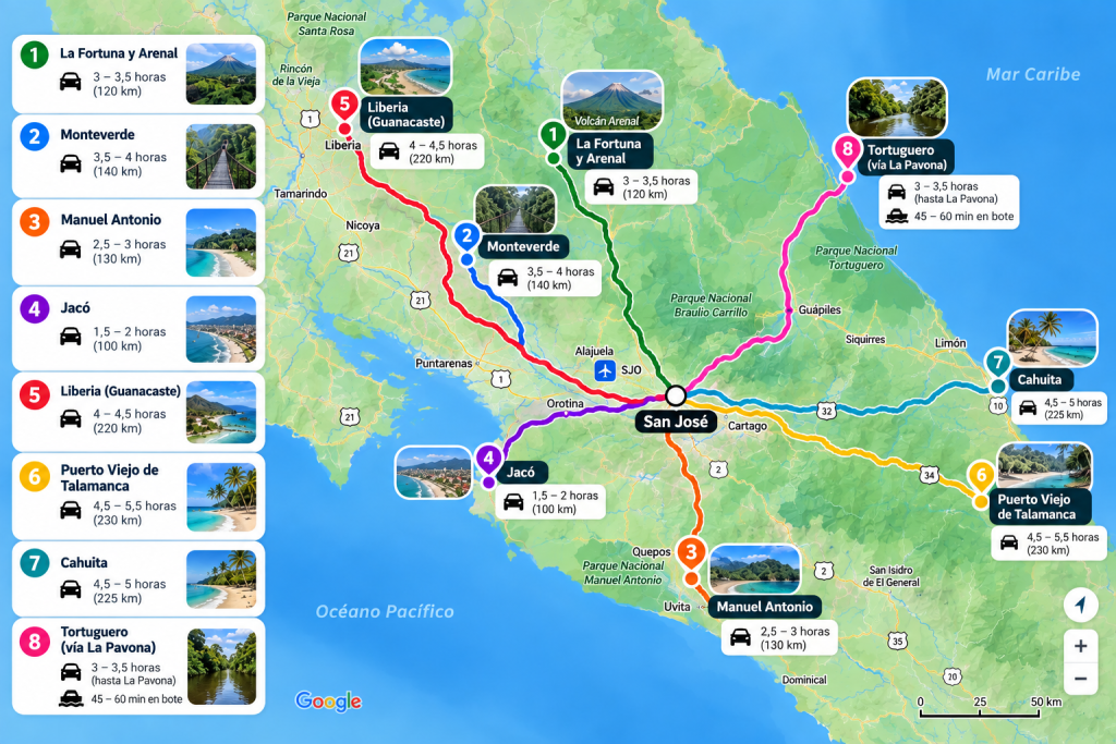 Las 8 mejores rutas de transporte privado desde San José